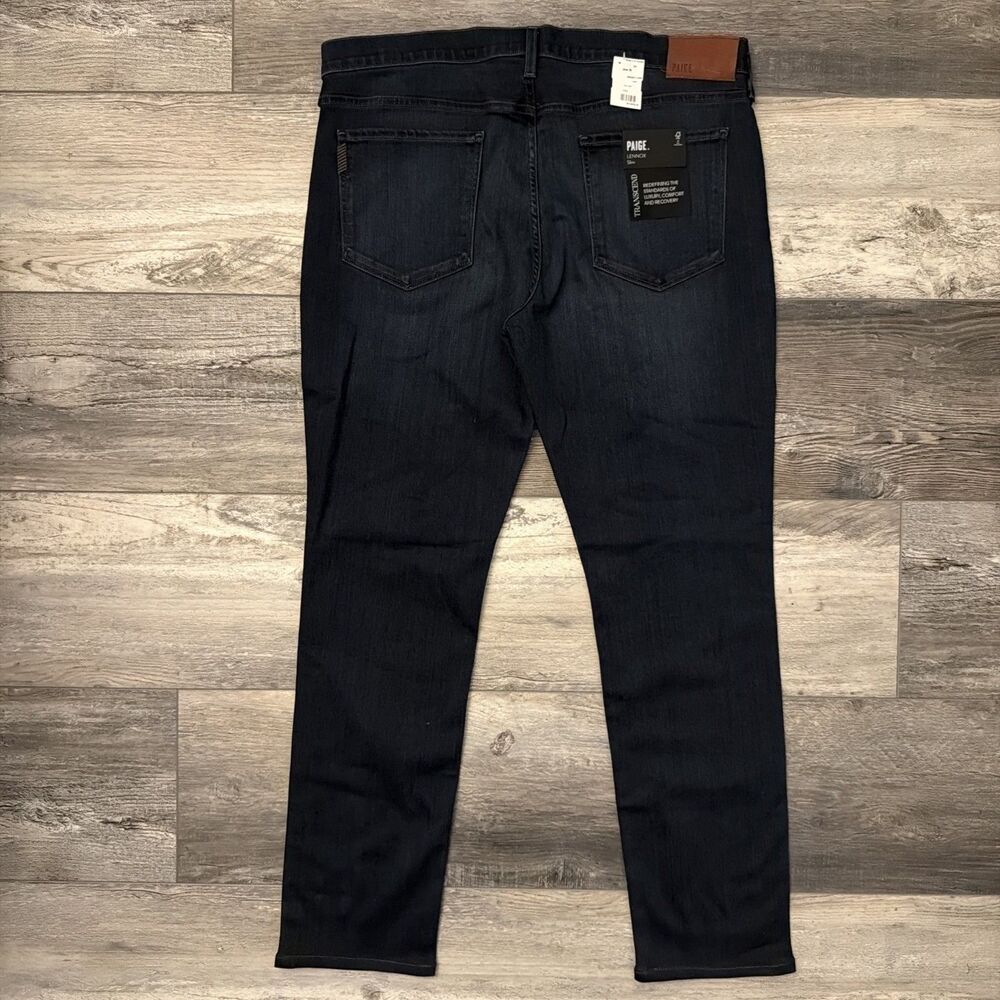 PAIGE Lennox Mens 36 Blue Dark Wash Denim Straight Leg Jeans Cotton Blend - Picture 7 of 8